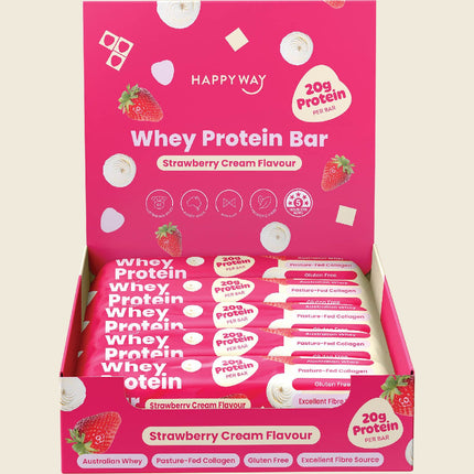 Happy Way Whey Protein Bar Strawberry Cream 10x60g