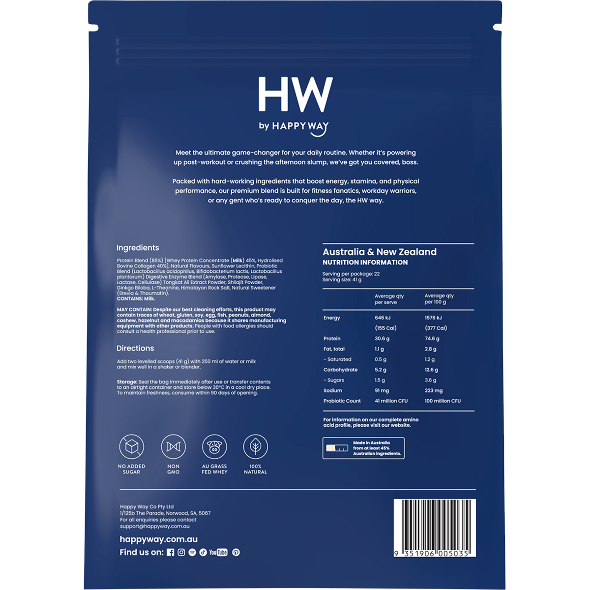 Men's Premium Whey Protein Powder Vanilla