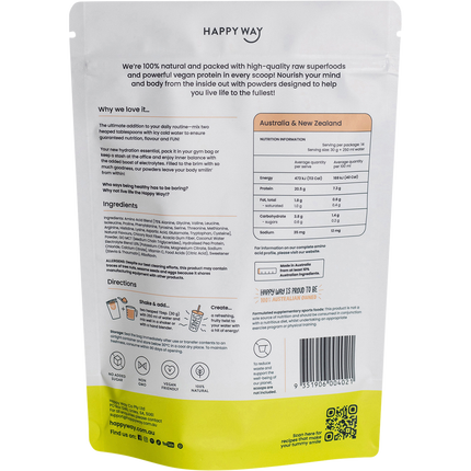 Happy Way vegan protein water apple peach refreshing protein hydration beverage
