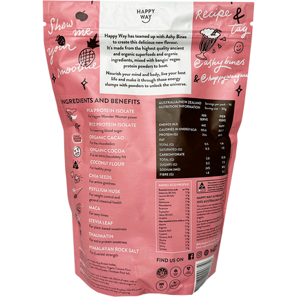 Happy Way Ashy Bines vegan protein powder triple choc fudge dairy free protein for daily nutrition