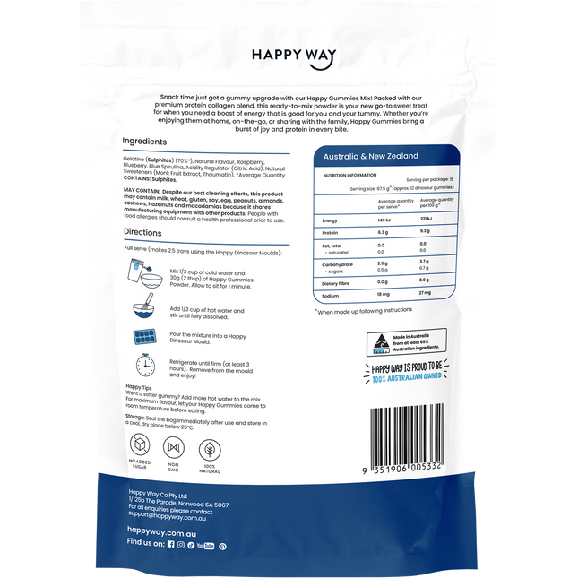 Happy Way happy gummies blue raspberry chewy supplement for everyday support