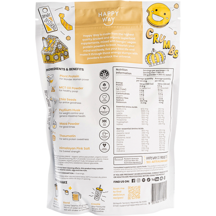 Happy Way vegan protein powder caramel biscuit dairy free protein for shakes and smoothies