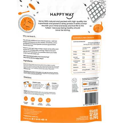 Happy Way whey protein powder chocolate smooth flavour for shakes and daily nutrition