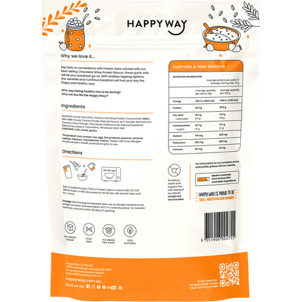 Happy Way whey protein quick oats chocolate rich flavour for daily nutrition and recovery