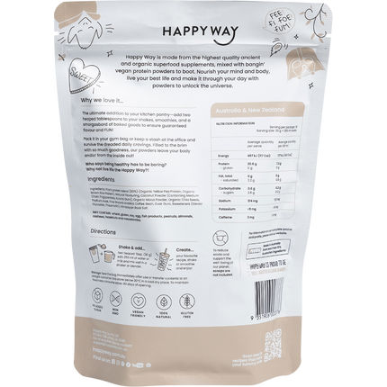 Happy Way vegan protein powder coffee dairy free protein for shakes smoothies and daily nutrition