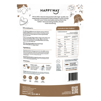 Happy Way whey protein powder coffee smooth flavour for shakes and daily nutrition