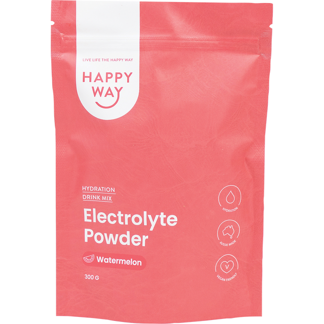 Happy Way electrolyte powder watermelon for hydration endurance and workout recovery