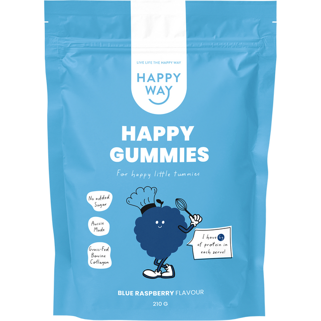 Happy Way happy gummies blue raspberry fruity daily wellness supplement