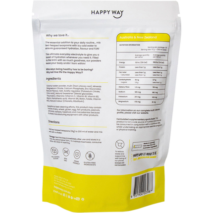 Happy Way electrolyte powder lemon lime refreshing hydration support for active lifestyle