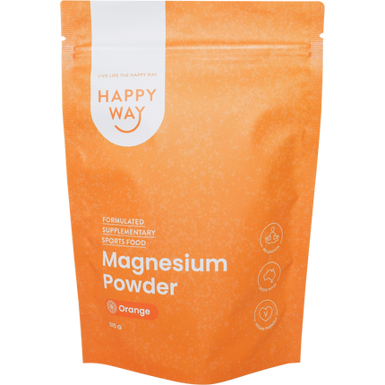 Happy Way magnesium powder orange for muscle relaxation and recovery support