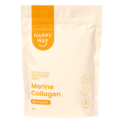 Happy Way marine collagen powder tropical for skin hair nails and joint support