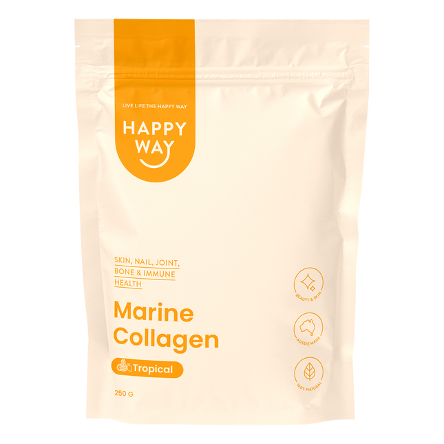Happy Way marine collagen powder tropical for skin hair nails and joint support