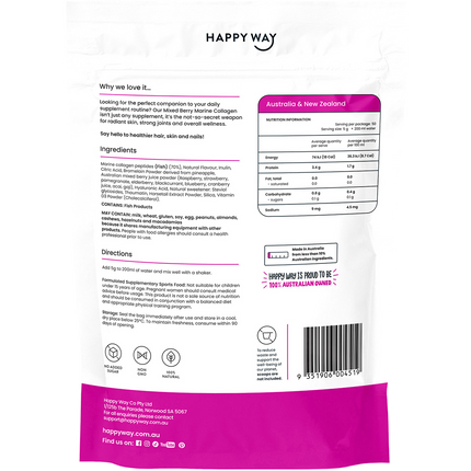 Happy Way marine collagen plus vitamin D mixed berry collagen supplement for daily wellness