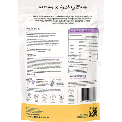 Happy Way Ashy Bines vegan protein water passionfruit for refreshing protein hydration