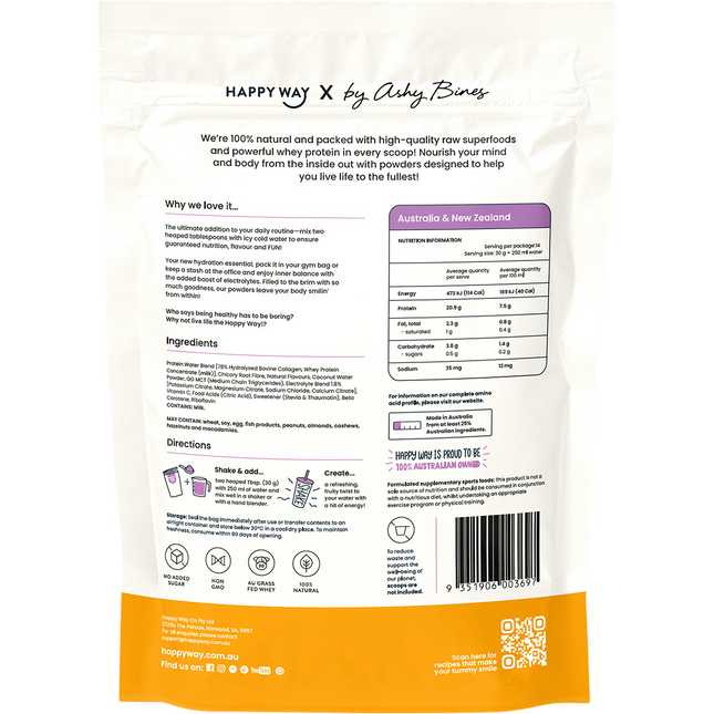 Happy Way whey protein water passionfruit refreshing protein hydration beverage