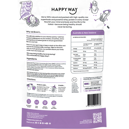 Happy Way whey protein powder peanut butter smooth flavour for shakes and daily nutrition