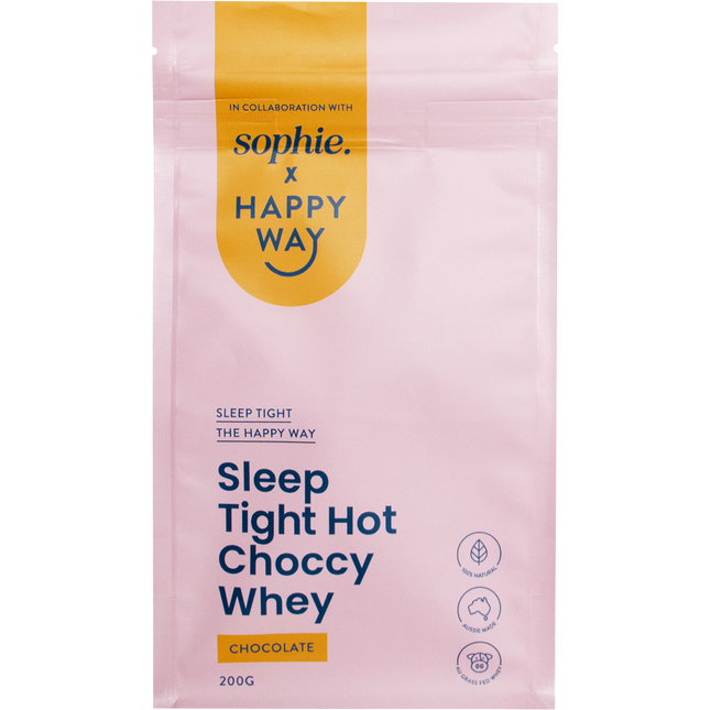 Happy Way Sophie's Sleep Tight Hot Choccy Whey protein for night time recovery