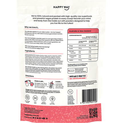 Happy Way vegan protein water powder sour berry refreshing dairy free protein drink