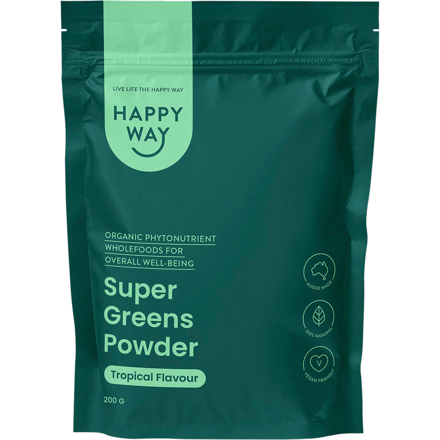 Happy Way super greens powder tropical nutrient rich greens for daily health support