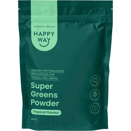 Happy Way super greens powder tropical nutrient rich greens for daily health support
