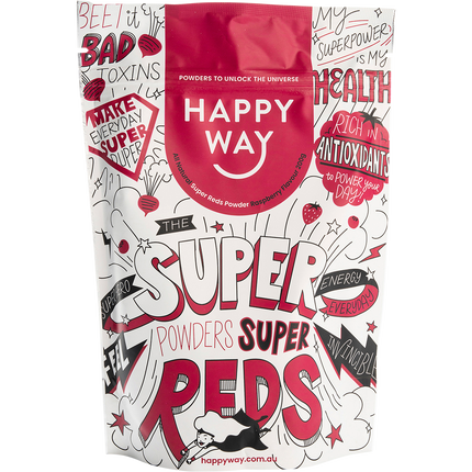 Happy Way super reds powder raspberry antioxidant blend for energy and vitality