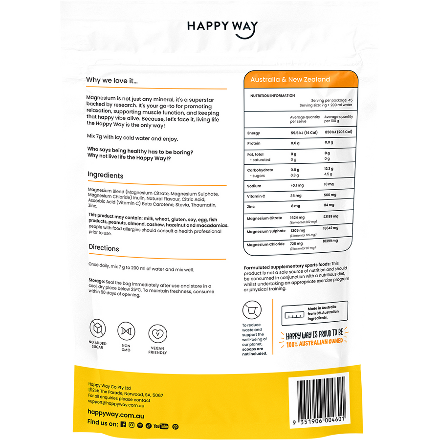 Happy Way magnesium powder tropical refreshing daily wellness support