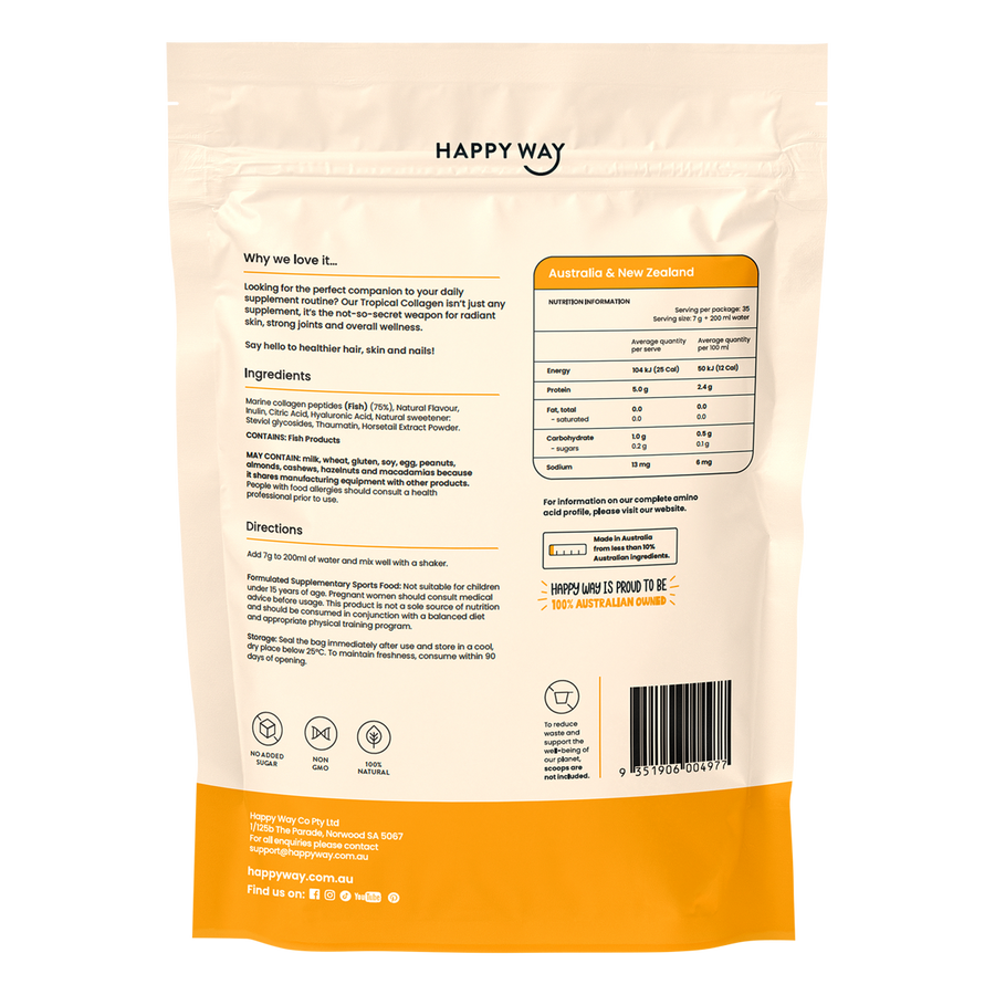 Happy Way marine collagen powder tropical easy to mix collagen supplement for daily beauty and wellness