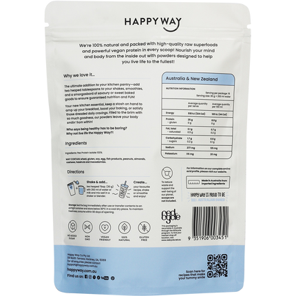 Happy Way vegan protein powder flavourless dairy free protein for everyday use