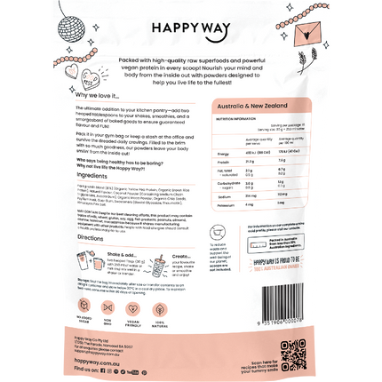 Happy Way pea protein powder vanilla dairy free protein for shakes baking and recipes