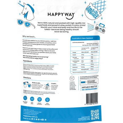 Happy Way whey protein powder vanilla smooth flavour for shakes and daily nutrition