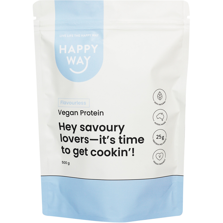 Happy Way vegan protein powder flavourless plant based protein for smoothies and recipes