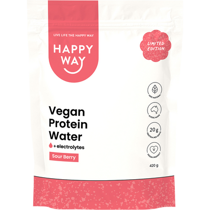 Happy Way vegan protein water powder sour berry plant based clear protein for hydration