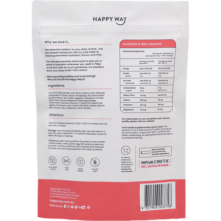 Happy Way electrolyte powder watermelon refreshing hydration support for active lifestyle