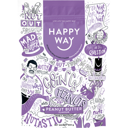 Happy Way whey protein powder peanut butter for muscle recovery and lean protein intake