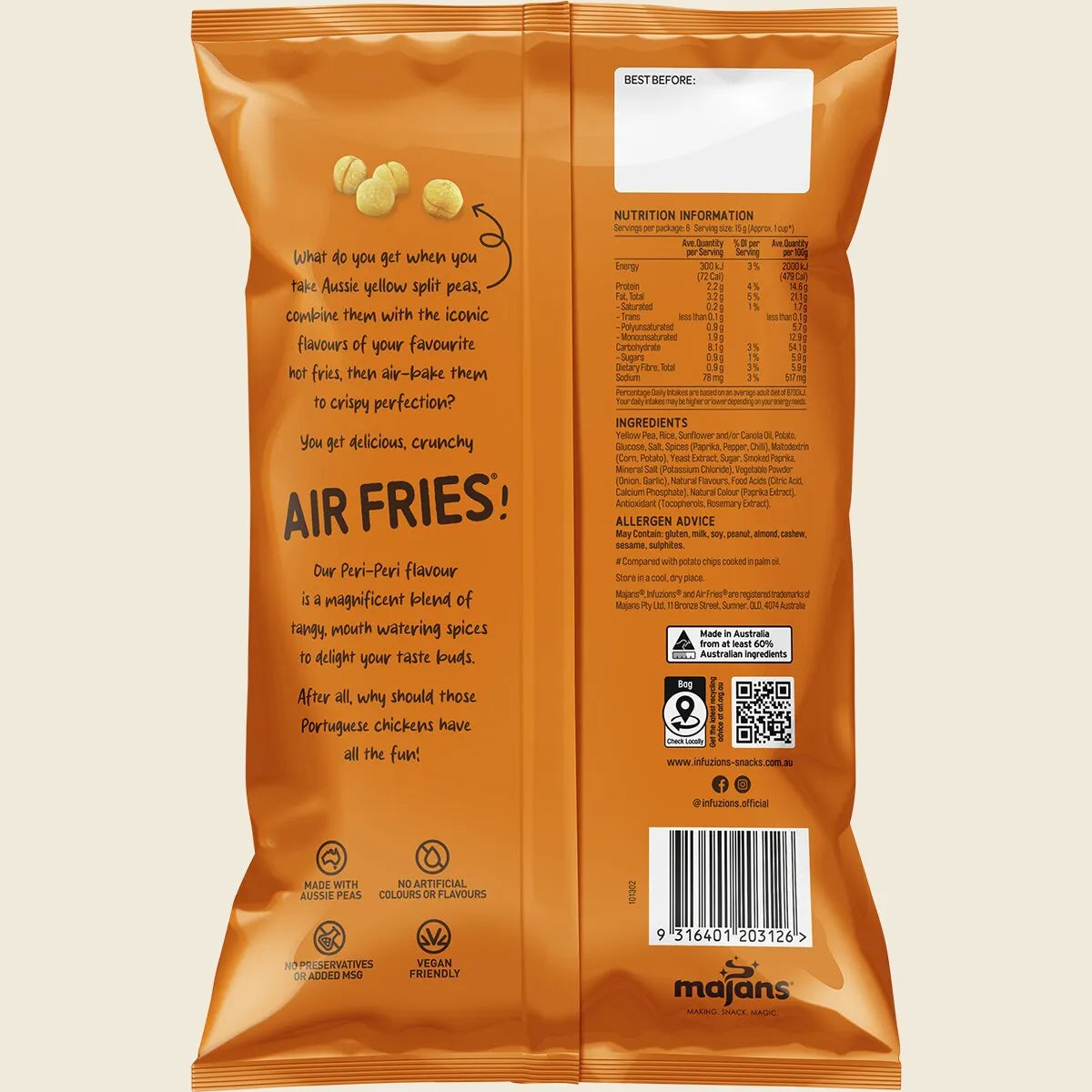 Infuzions Air Fries Peri-Peri 6x90g