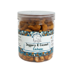 Naturalli Happi cashews with jaggery and coconut flavor - close shot