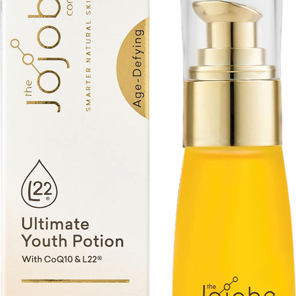 Jojoba Ultimate Youth Potion facial oil with CoQ10 and L22 for anti ageing and skin firming