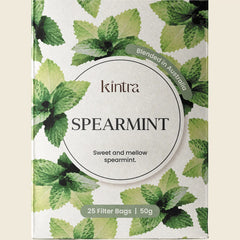 Kintra Blends Spearmint tea box, 25 filter bags, blended in Australia
