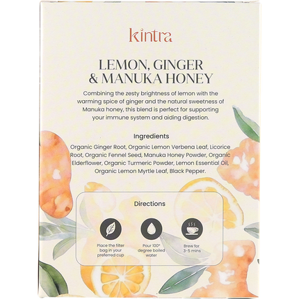Herbal Tea Bags Lemon, Ginger & Manuka Honey