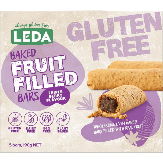 Leda Baked Fruit Filled Bars Triple Berry Multipack 5 Bars 6x190g