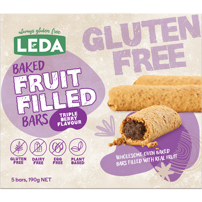 Leda Baked Fruit Filled Bars Triple Berry Multipack 5 Bars