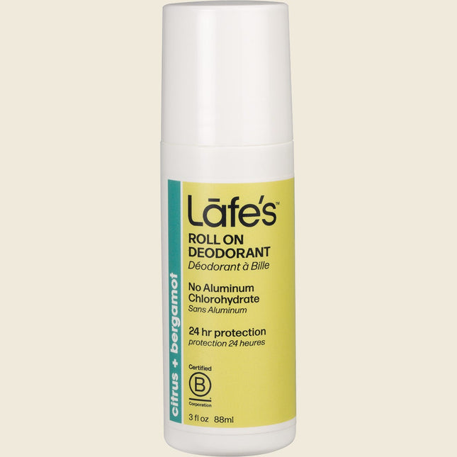 Lafe's Roll On Deodorant Citrus + Bergamot, 88ml bottle