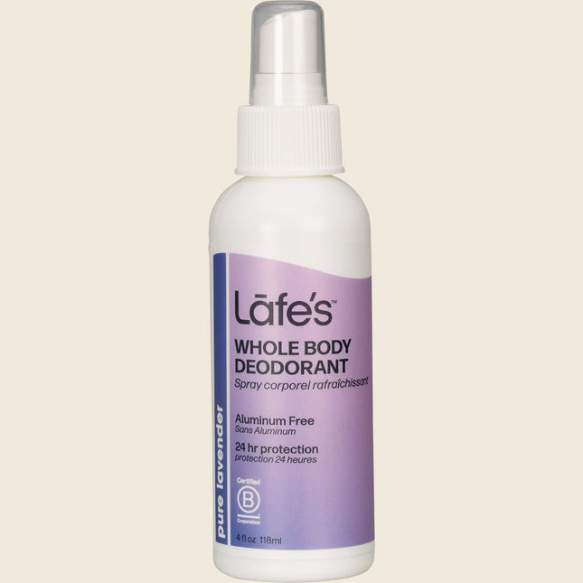 Lafe's Whole Body Deodorant Pure Lavender, 118ml spray bottle
