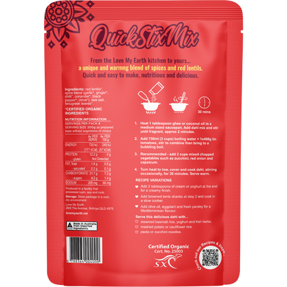 Quick Stix Mix Organic Dahl Bombay Tomato
