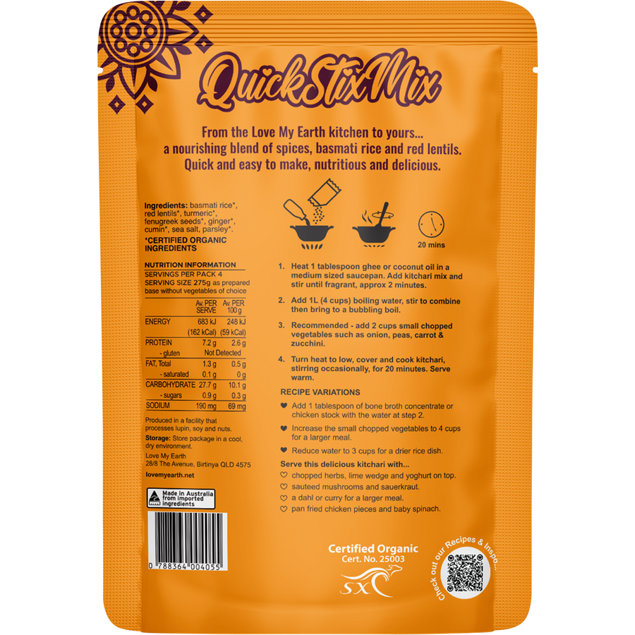 Quick Stix Mix Organic Turmeric Kitchari