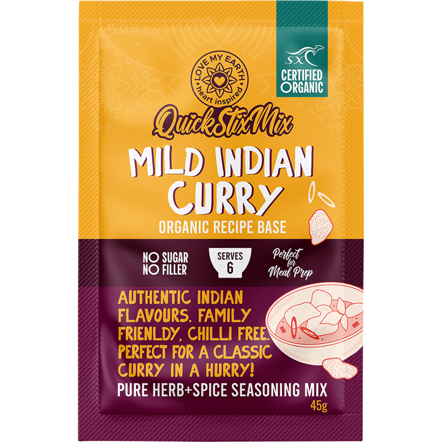Love My Earth Quick Stix Mix Organic Recipe Base Mild Indian Curry