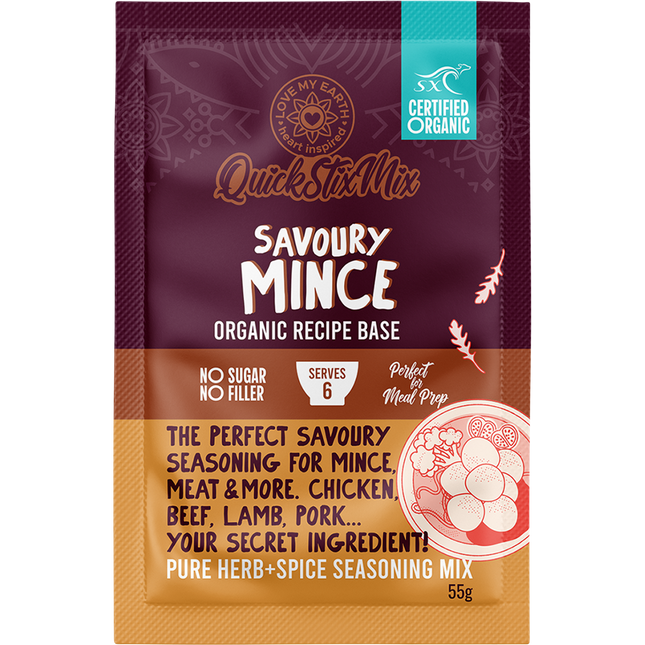 Love My Earth Quick Stix Mix Organic Recipe Base Savoury Mince
