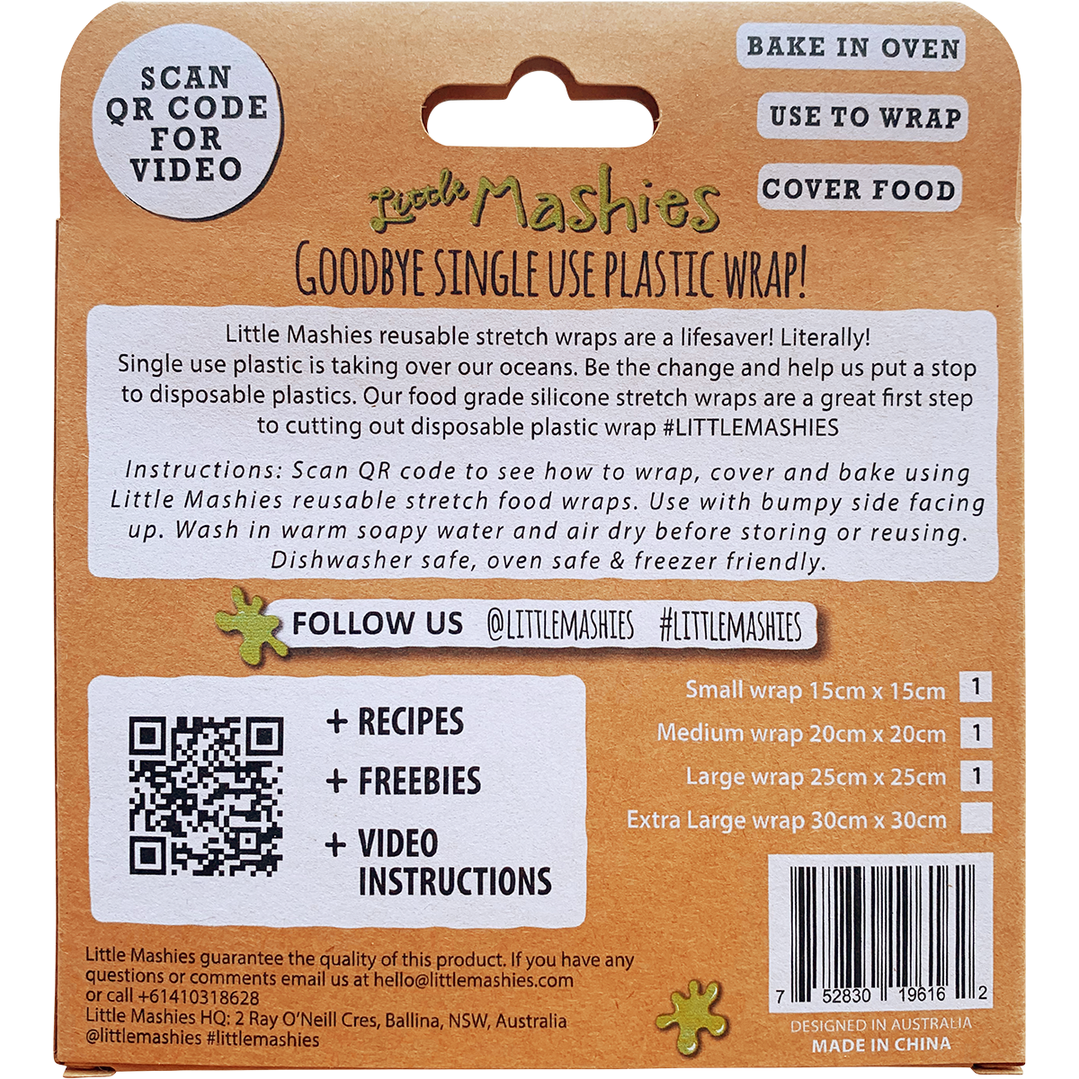 Reusable Wrap, Bake & Cover S, M & L