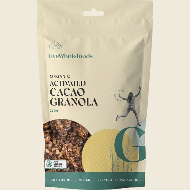 Live Wholefoods Organic Activated Cacao Granola, 250g bag
