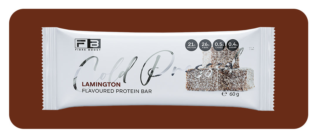 Fibre Boost Cold Pressed Lamington flavoured Protein Bar